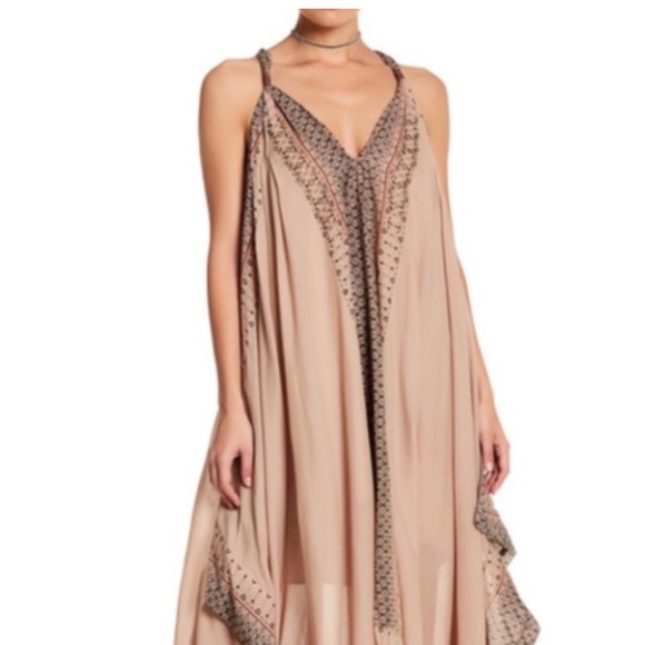 Free People Merida Printed Maxi Dress beaded bohemian vacation Large - Picture 5 of 14